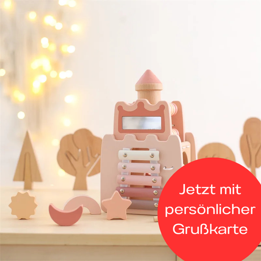 KidzzCamp Motorikwürfel Schloss mit individueller Grußkarte und schnellem Versand