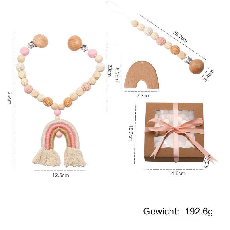 KidzzCamp Kinderwagenkette - Set mit Greifring & Schnullerkette