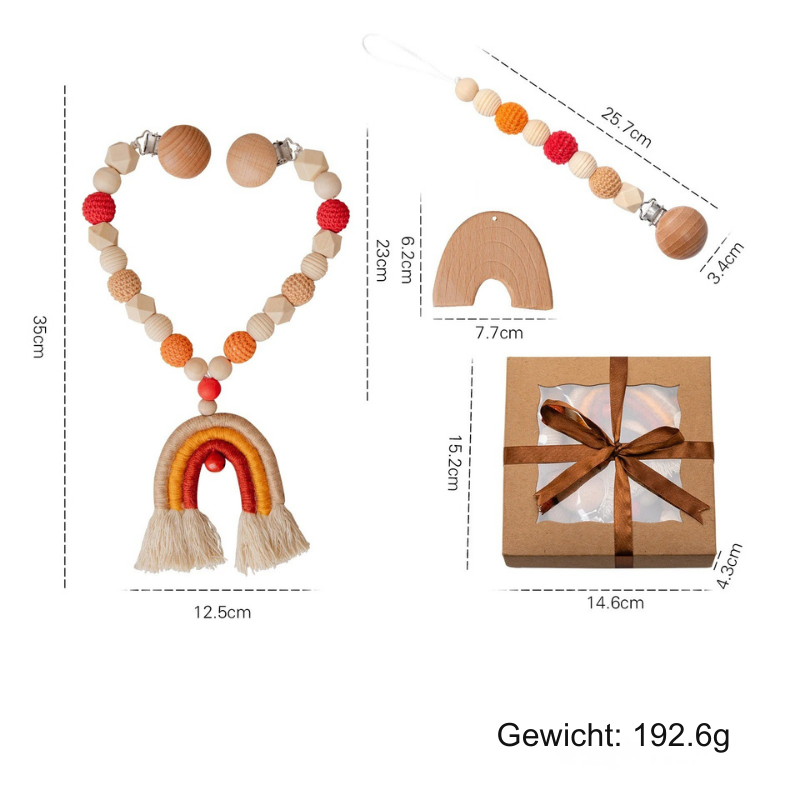 KidzzCamp Kinderwagenkette - Set mit Greifring & Schnullerkette