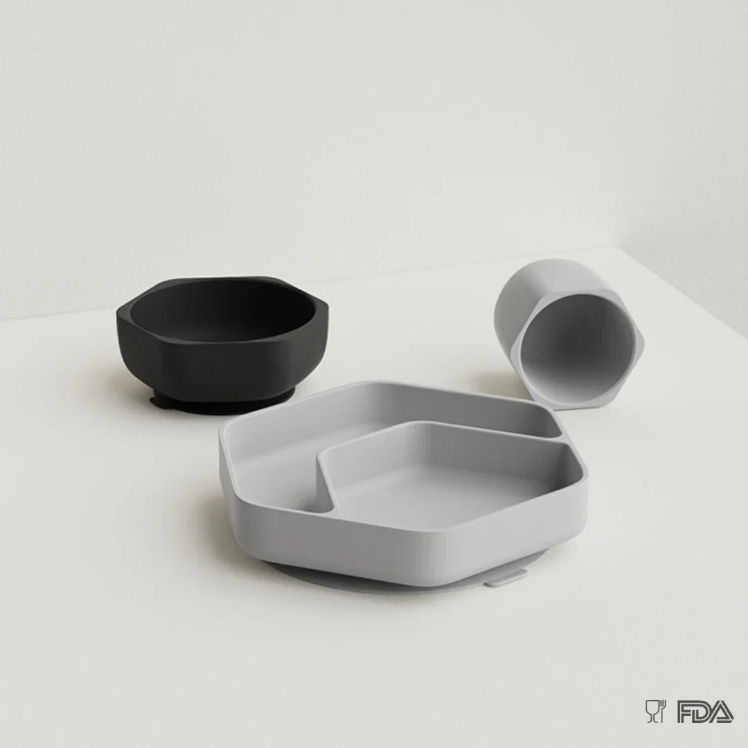 Esslerngeschirr Set (Grau)