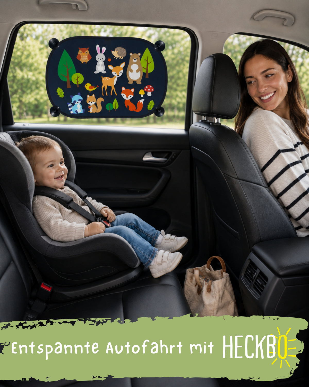 HECKBO Auto-Sonnenblenden Kinder Waldtiere – 2er-Set