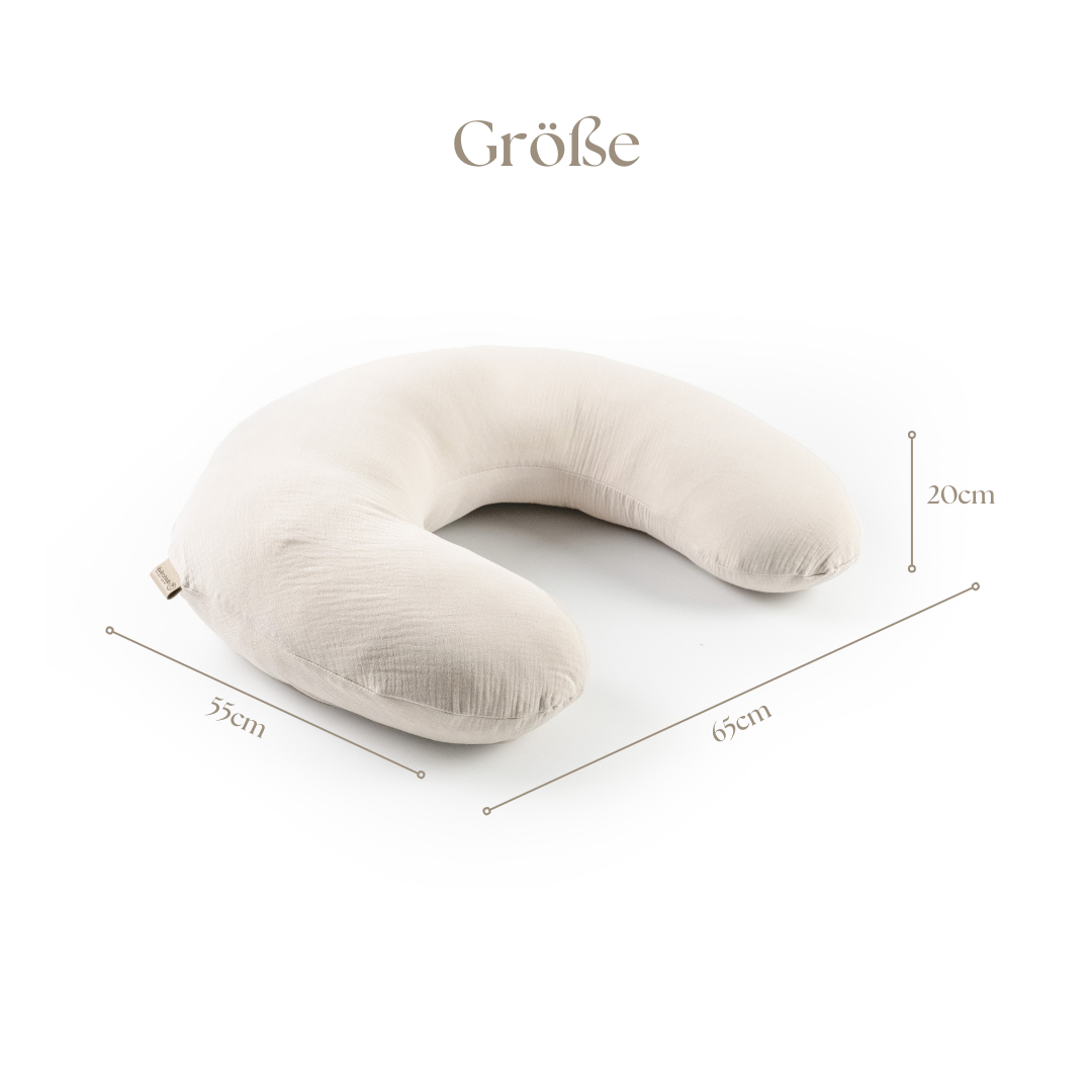 Stillkissen U-Form Musselin abnehmbaren Bezug – ergonomisch, Oeko-Tex, Halbmond