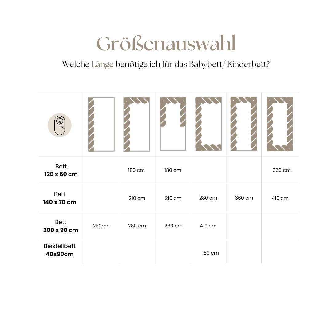Bettschlange Baby geflochten Cord – Bettzopf & Bettumrandung fürs Babybett
