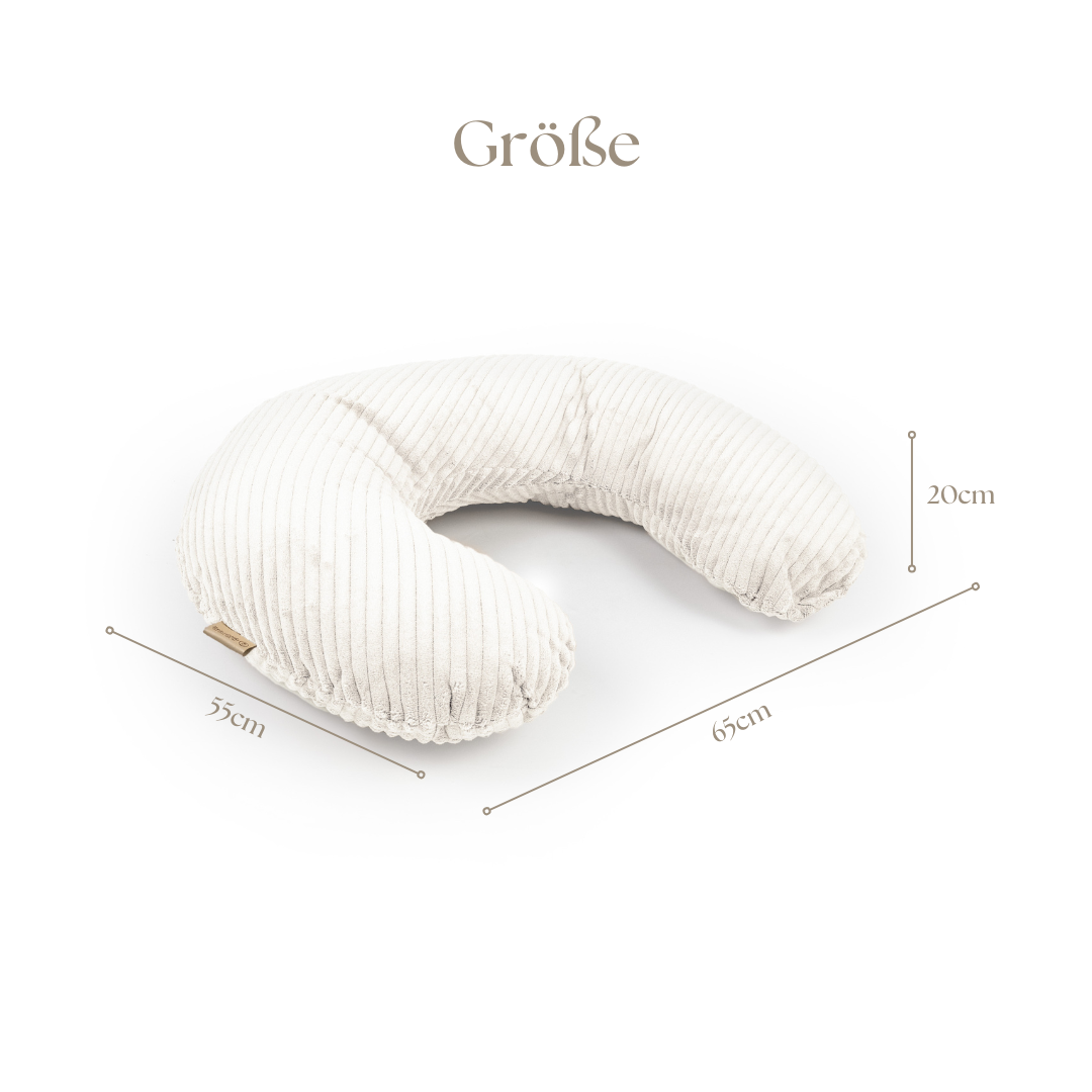 Stillkissen U-Form Cord abnehmbarem Bezug - ergonomisch, Oeko-Tex, Halbmond