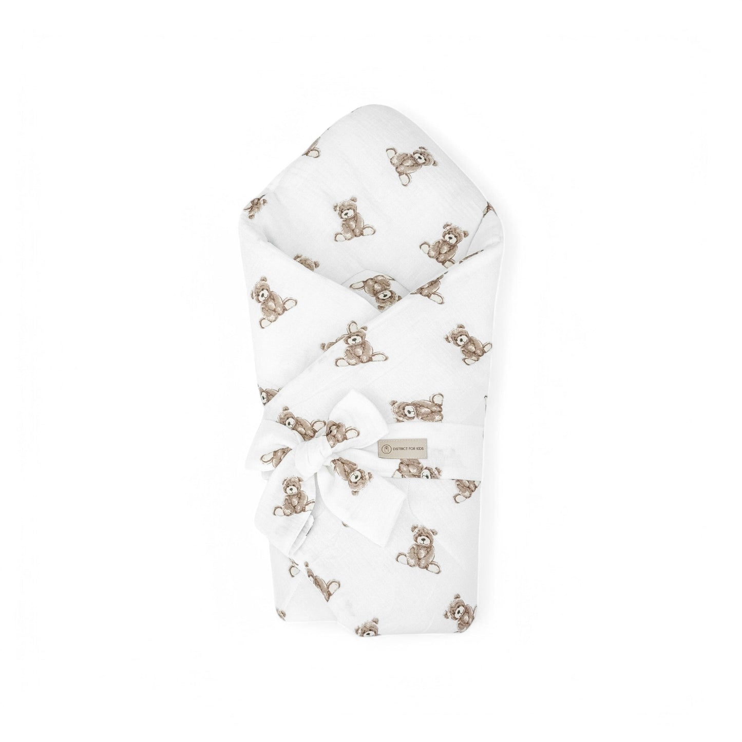 Babyhörnchen Musselin mit Schleife – Puckdecke & Einschlagdecke Muster Teddybär