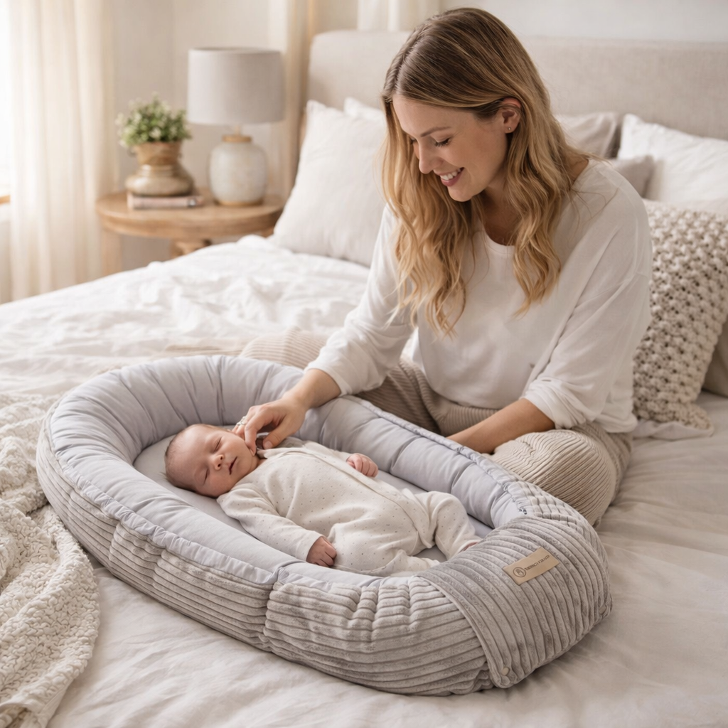 Babynestchen Cord  – Mitwachsender weicher Baby-Kokon