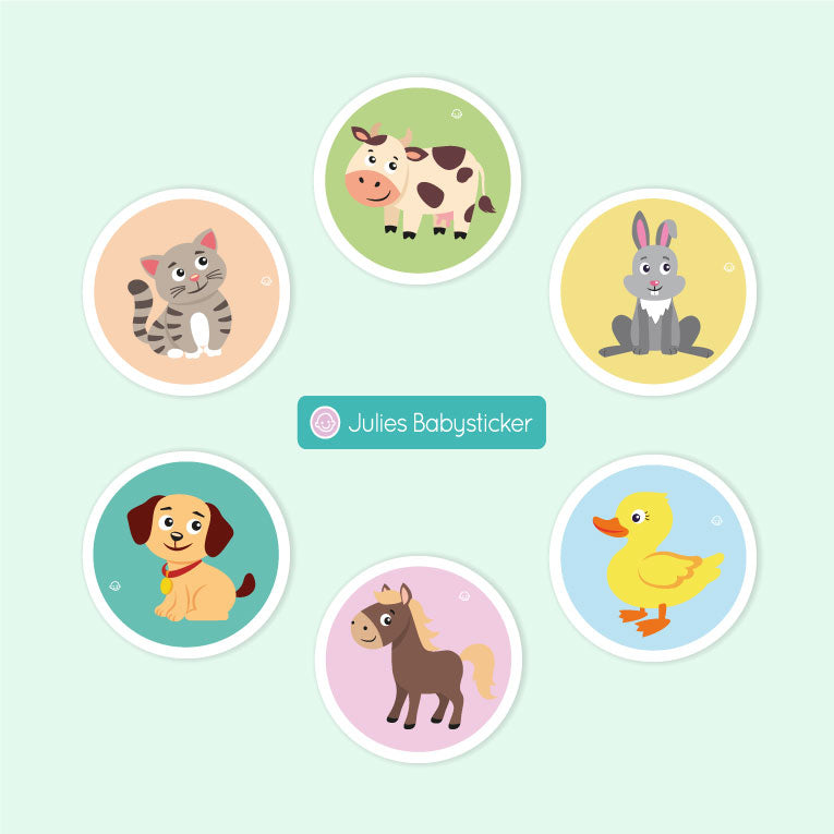 Babys Bauernhof - Textilaufkleber Set aus hochwertiger Acetatseide