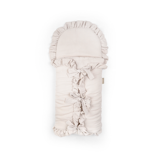 Babyschlafsack Cuddly Musselin mit Schleifen - ganzjähriger Puckschlafsack
