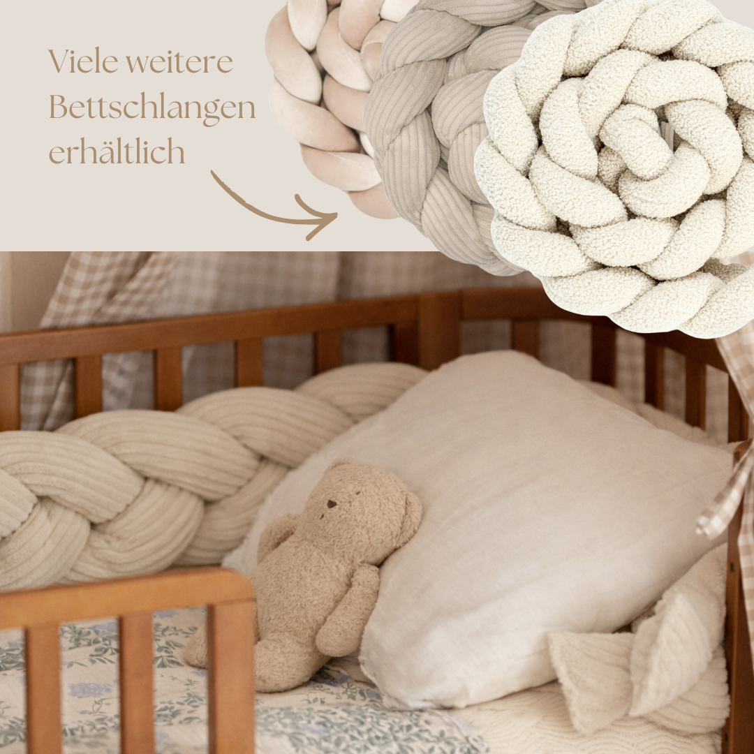 Bettschlange Baby geflochten Cord – Bettzopf & Bettumrandung fürs Babybett