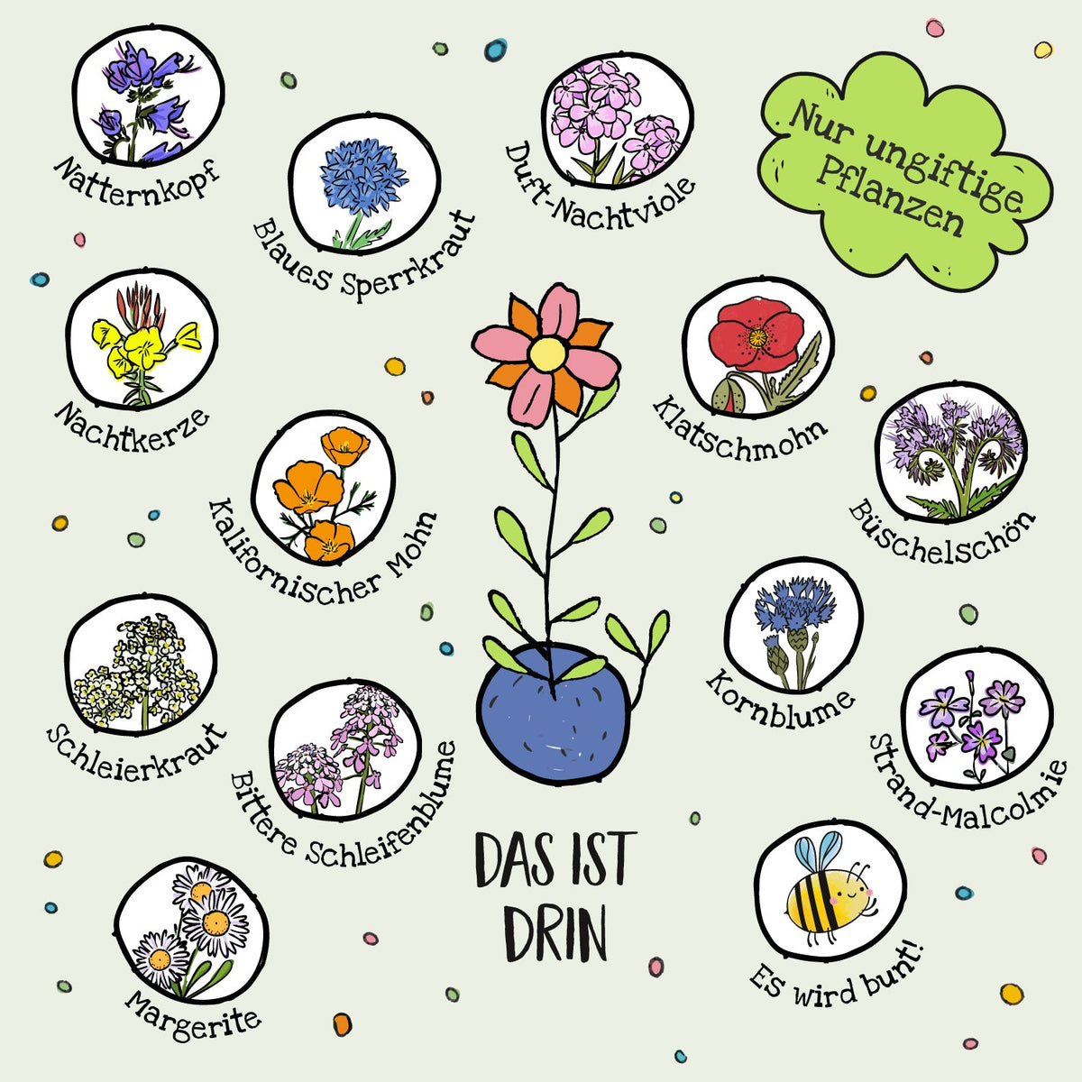 6 bunte Osterblumen - Blumenmurmeln im Eierkarton