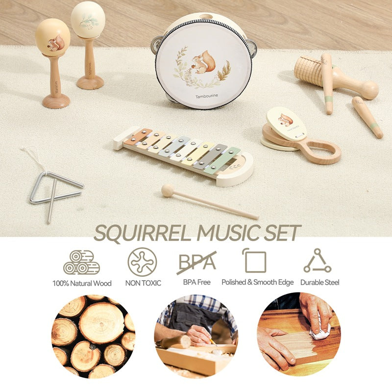 Beliebtes Holz-Musikinstrument-Set „Eichhörnchen“