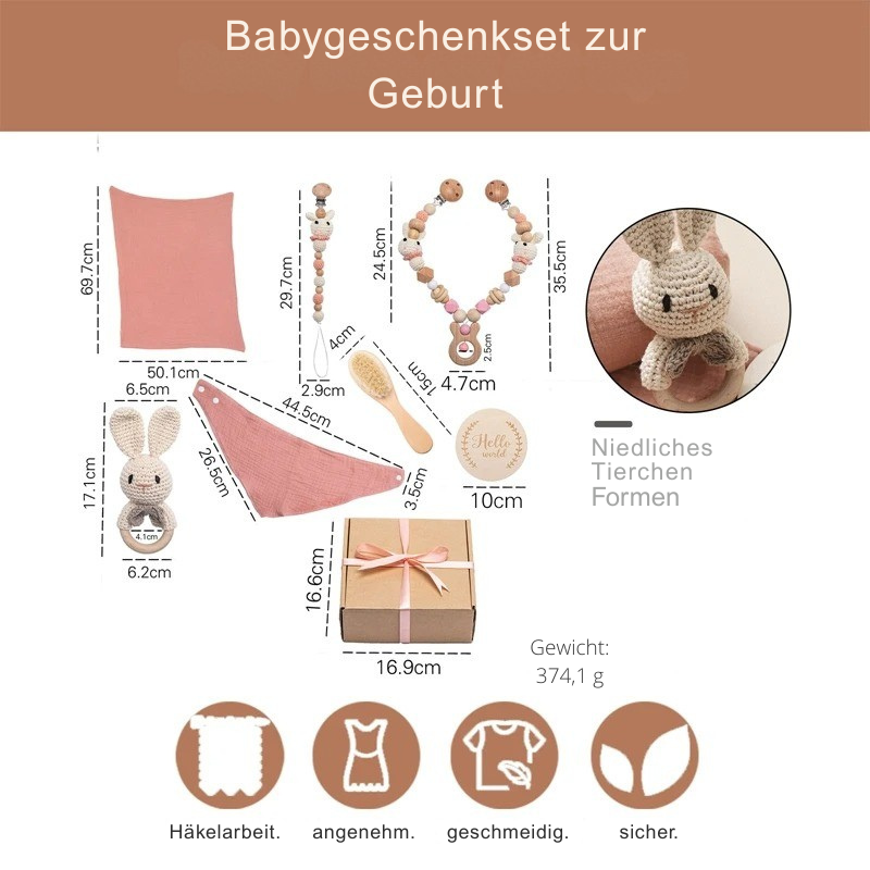 KidzzCamp Baby-Geschenkbox 7-teilig mit Kinderwagenkette