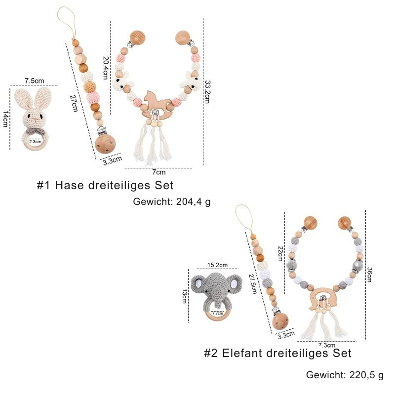 KidzzCamp Kinderwagenkette - Set mit Greifring & Schnullerkette