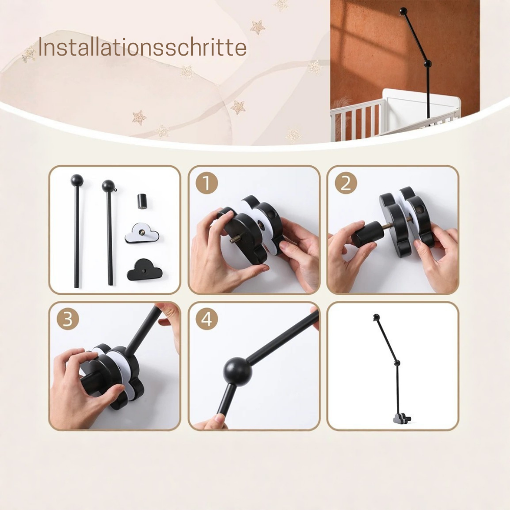 KidzzCamp Holz-Wolkenhalter für Babybett • Mobile-Halter