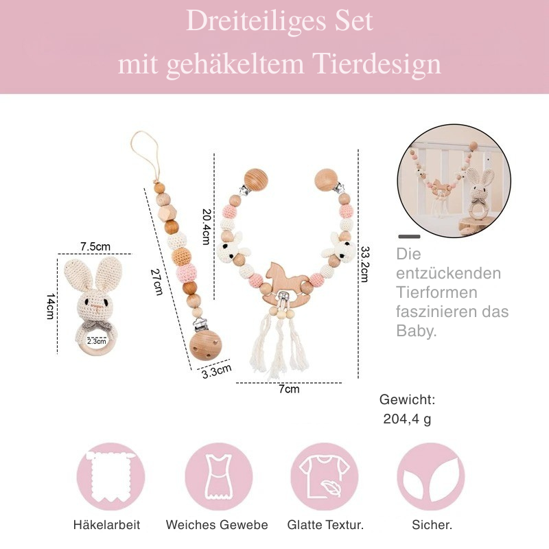 KidzzCamp Kinderwagenkette - Set mit Greifring & Schnullerkette