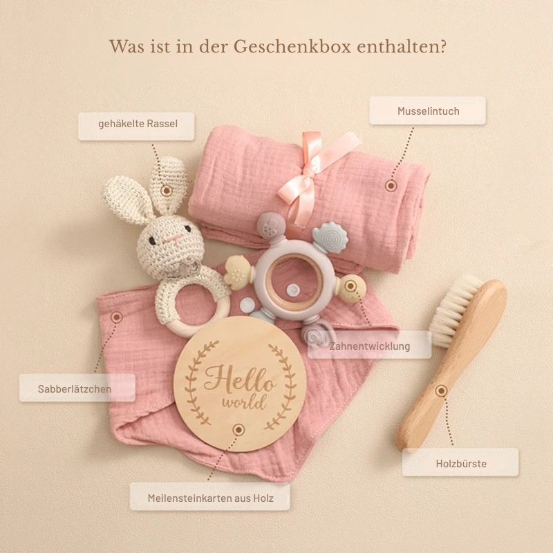 KidzzCamp Baby-Geschenkbox 6-teilig – Silikon Beißring