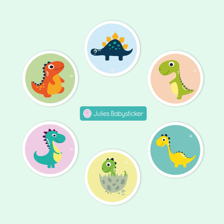 Dinosaurier Textilaufkleber Set – Stoffsticker aus Acetatseide  Wiederverwendbare Aufkleber