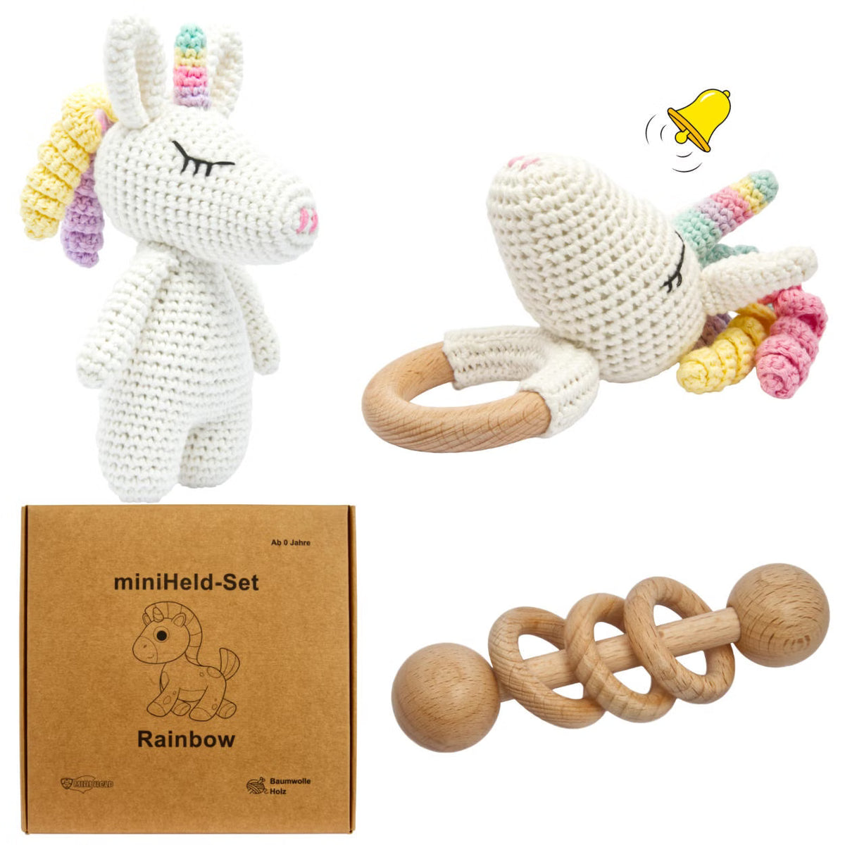 KidzzCamp Baby-Geschenkbox 3-teilig Einhorn Rainbow