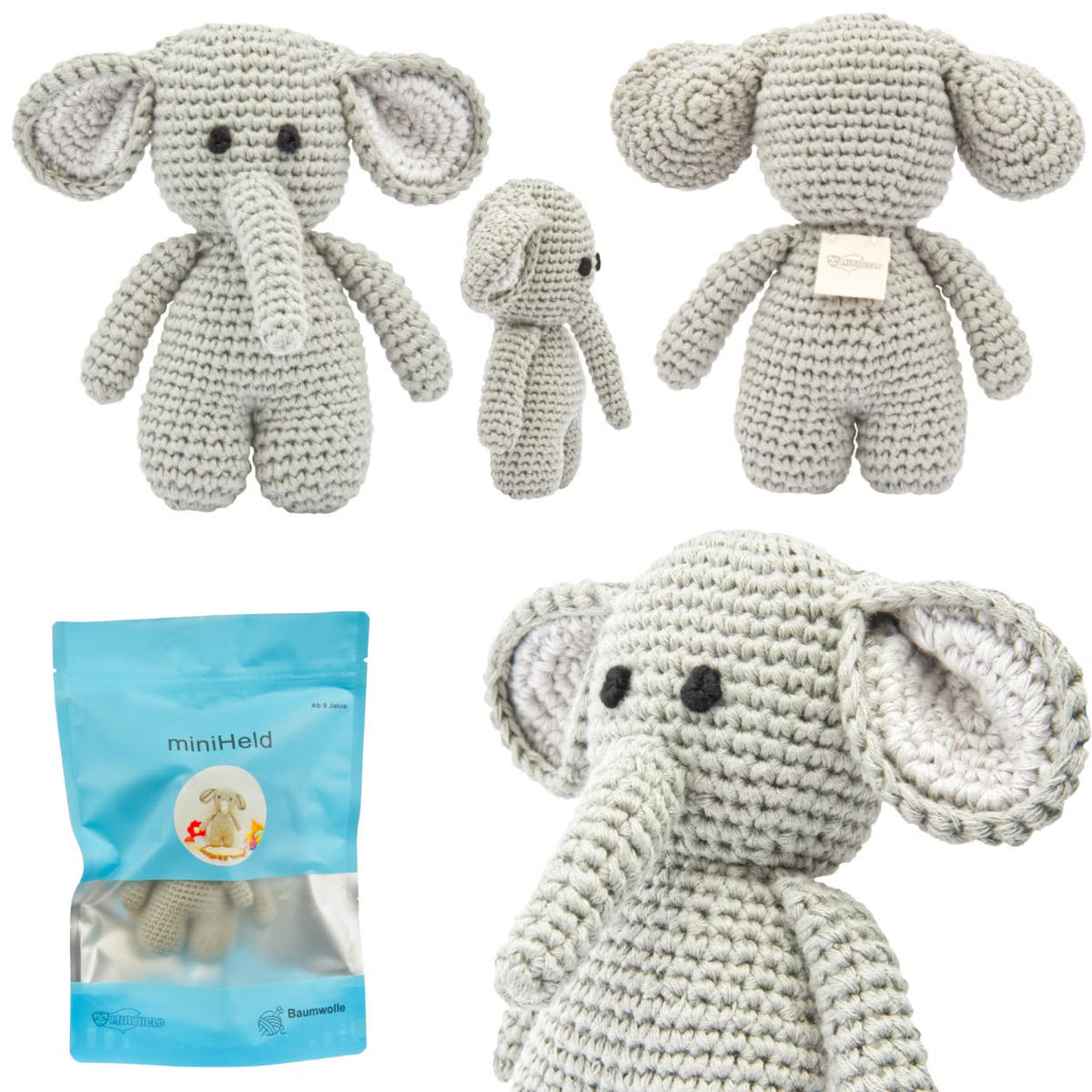 KidzzCamp Plüschtier gehäkelt Elefant 15 cm