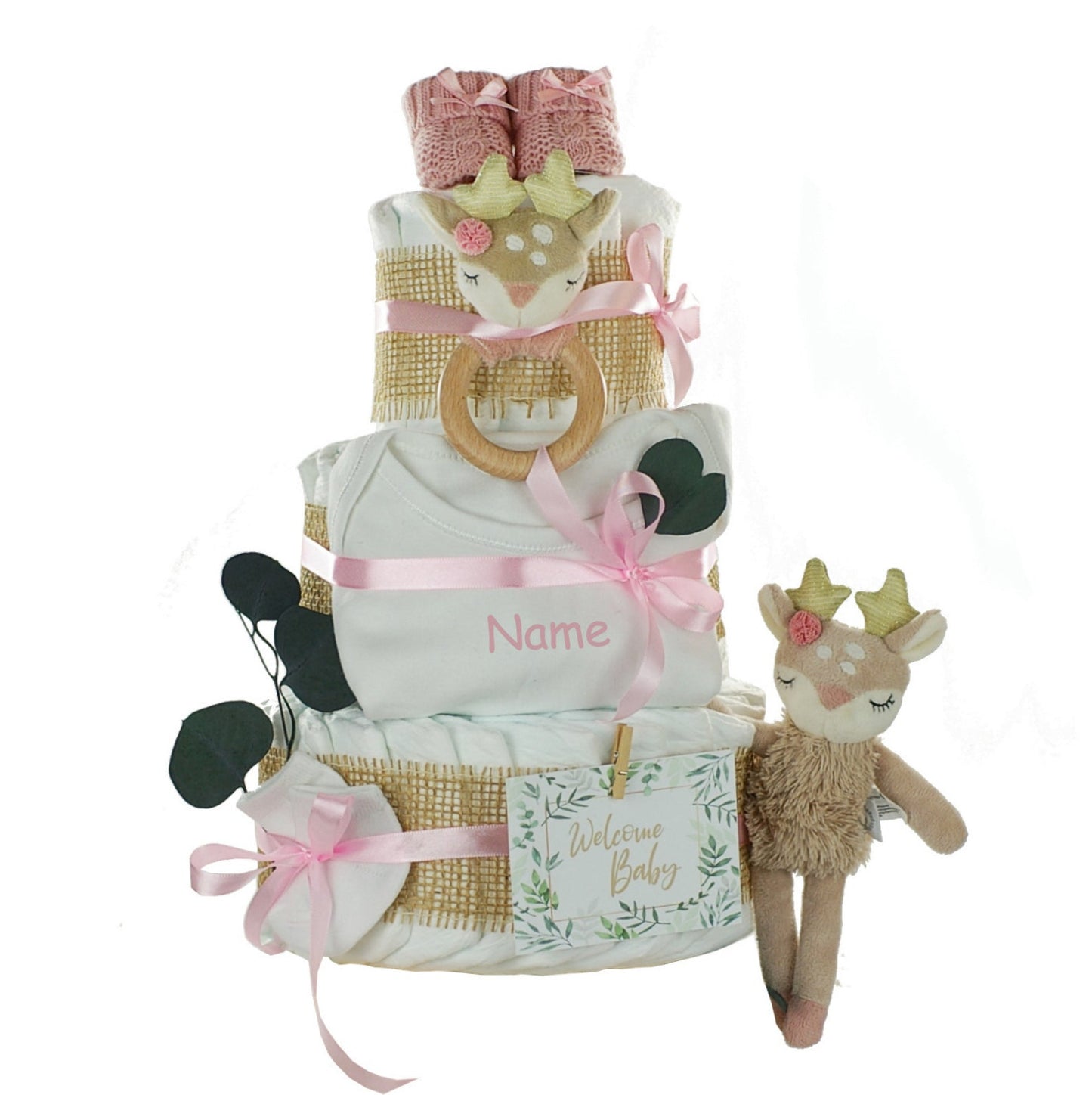 KidzzCamp Windeltorte "REH ELLA" rosa personalisierbar mit Name