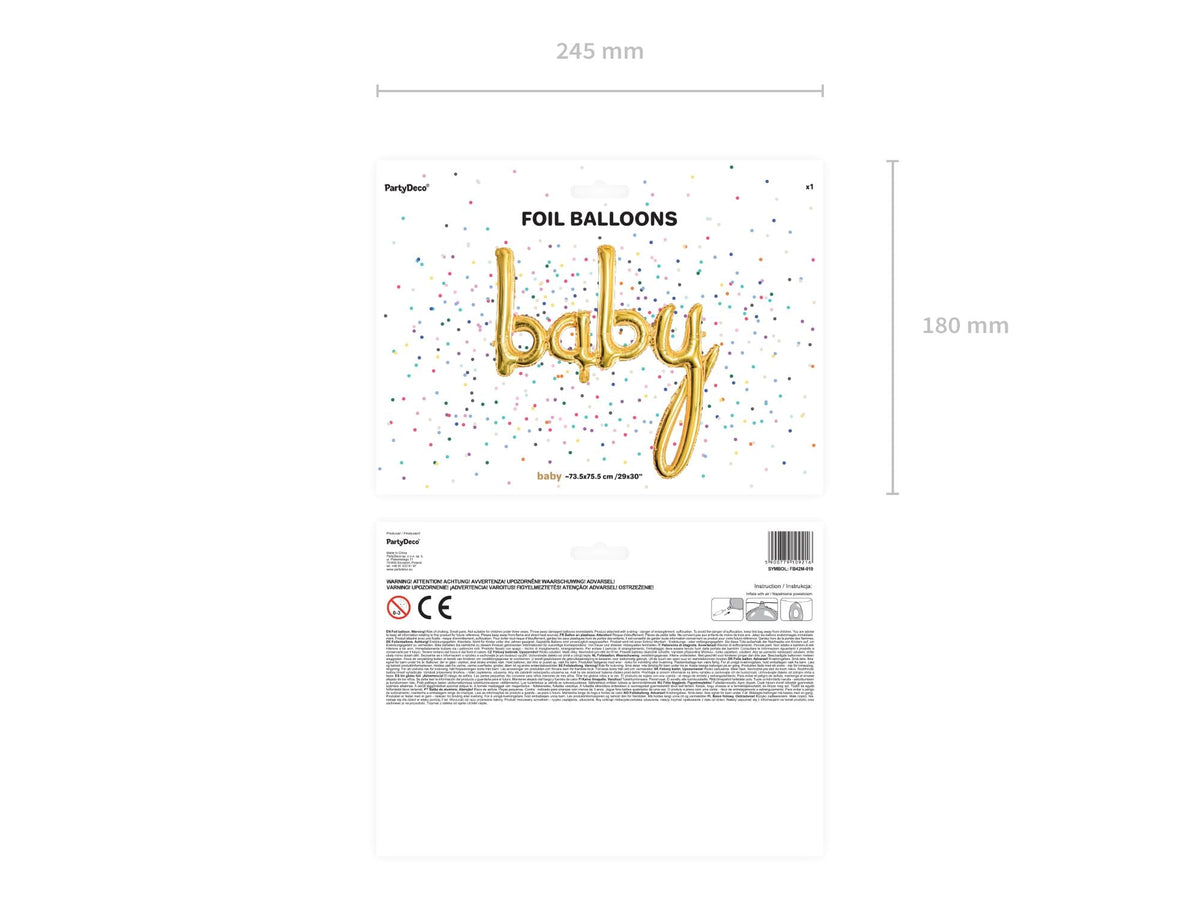 Folienballon Schriftzug "baby" 73,5 x 75,5 cm | Gold