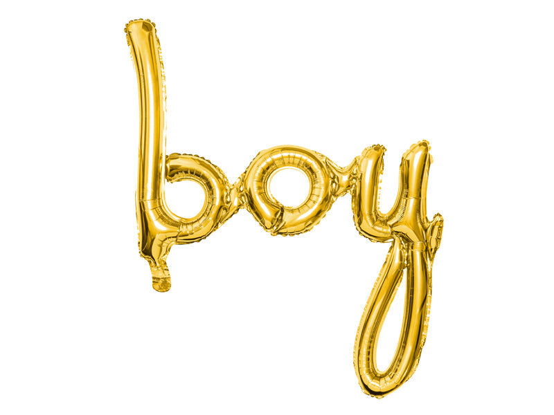 Folienballon Schriftzug "Boy" gold | 63,5 x 74 cm Babyparty Dekoration für Jungs