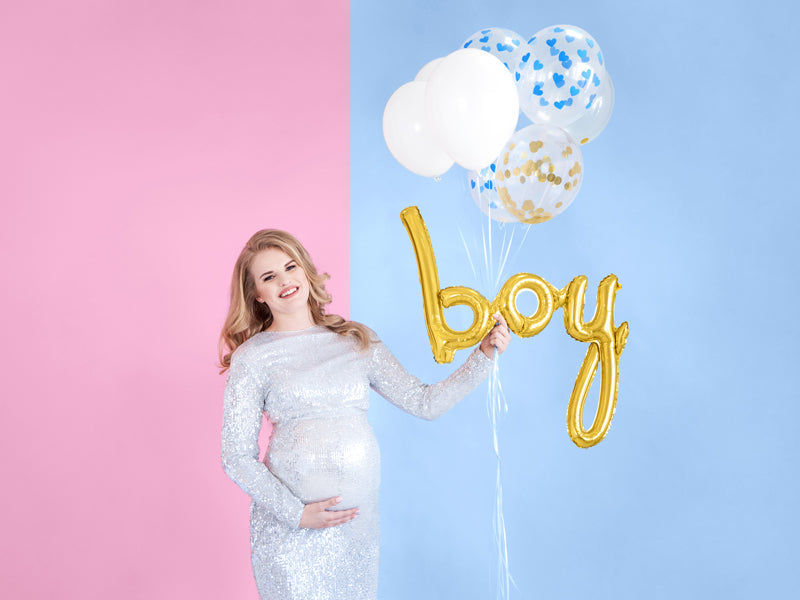 Folienballon Schriftzug "Boy" gold | 63,5 x 74 cm Babyparty Dekoration für Jungs