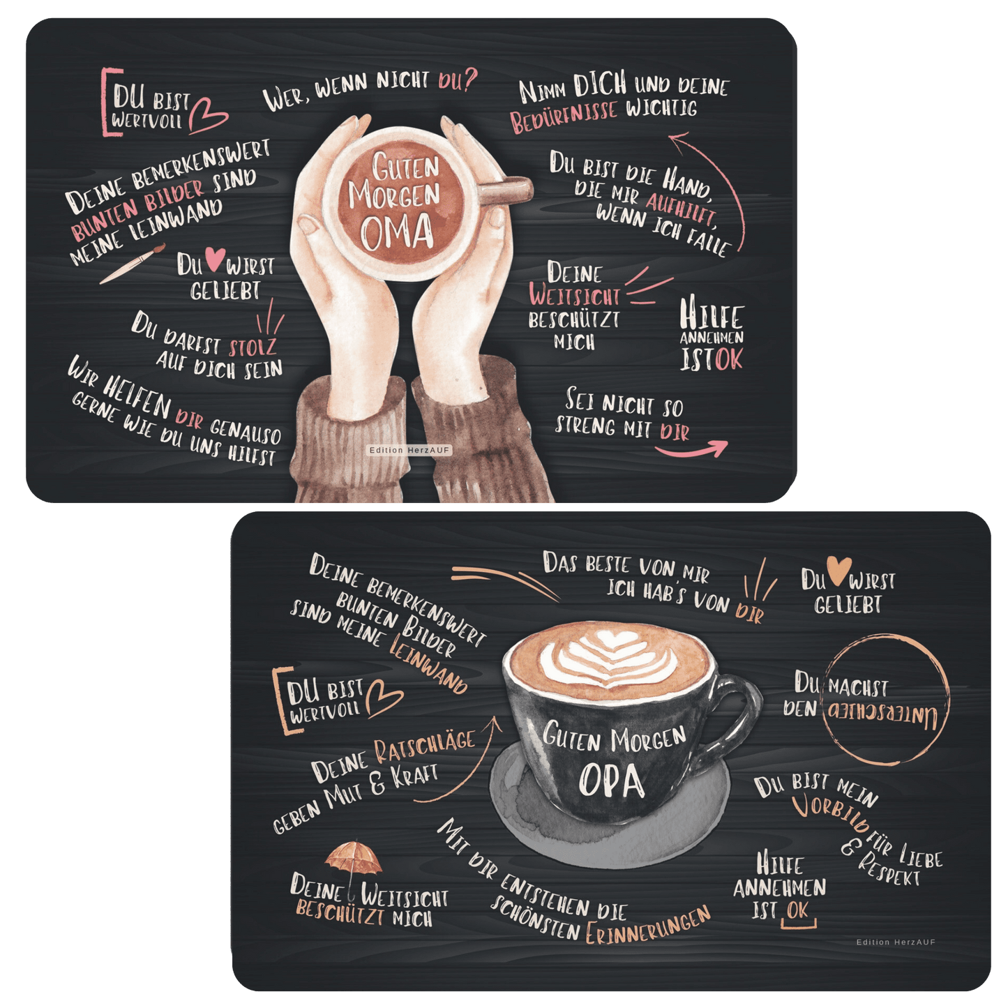 Frühstücksbrettchen Set "Guten Morgen Oma und Opa"