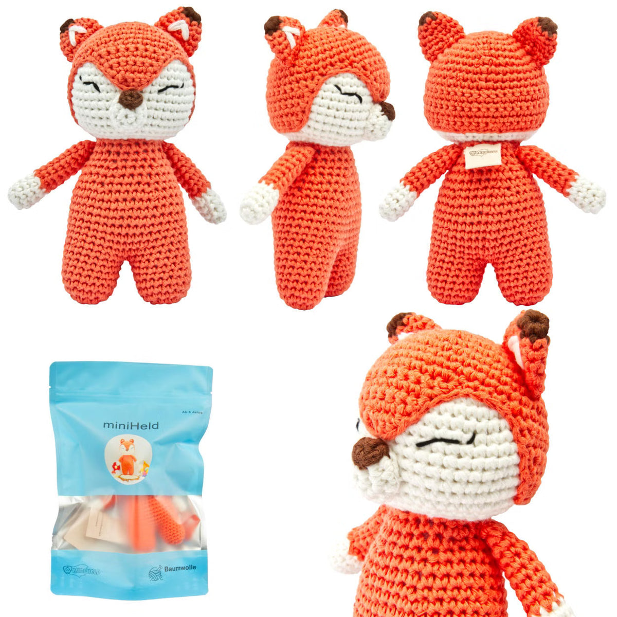 KidzzCamp Plüschtier gehäkelt Fuchs 15 cm