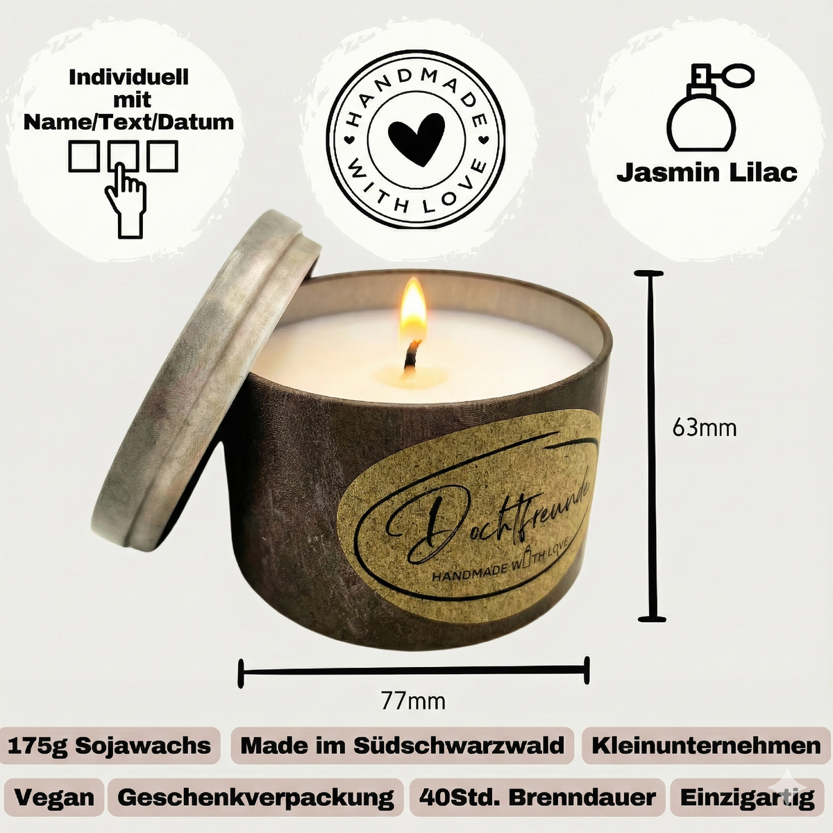 Personalisierte Muttertagskerze mit Namen