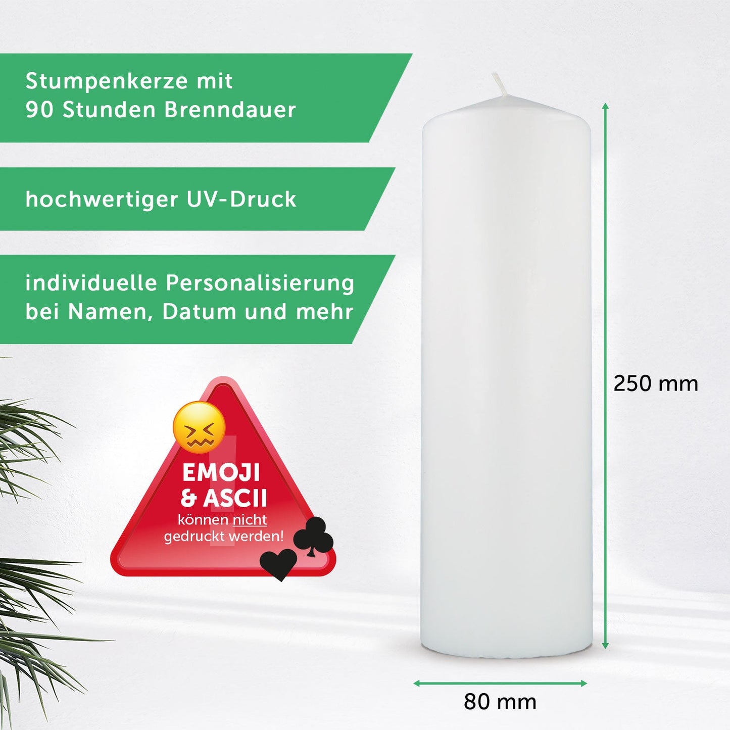 Große Kerze "Vogelkranz" - Taufkerze mit Name, Datum & Wunschtext