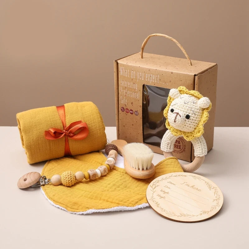 KidzzCamp Baby-Geschenkbox 6-teilig mit Musselin-Tuch 55 x 72 cm