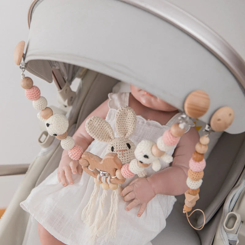 KidzzCamp Kinderwagenkette - Set mit Greifring & Schnullerkette