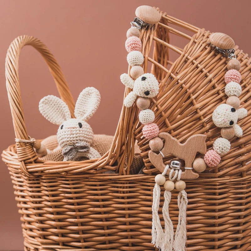 KidzzCamp Kinderwagenkette - Set mit Greifring & Schnullerkette