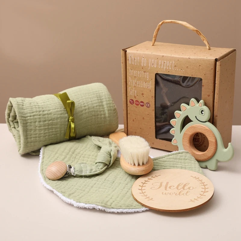 KidzzCamp Baby-Geschenkbox 6-teilig mit Musselin-Tuch 55 x 72 cm