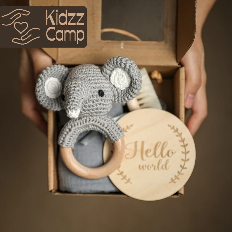 KidzzCamp Baby-Geschenkbox 6-teilig mit Musselin-Tuch 55 x 72 cm