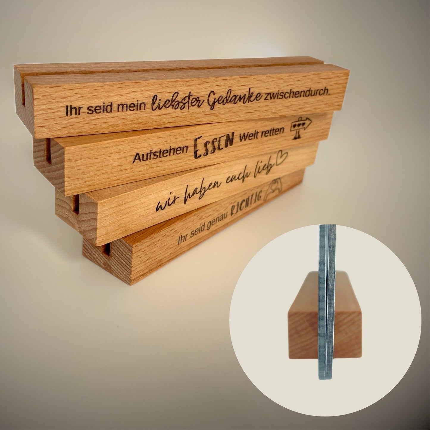 Geschenkset für Großeltern: Frühstücksbrettchen-Set mit individualisierterem Halter in Geschenkverpackung