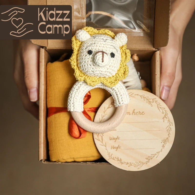 KidzzCamp Baby-Geschenkbox 6-teilig mit Musselin-Tuch 55 x 72 cm