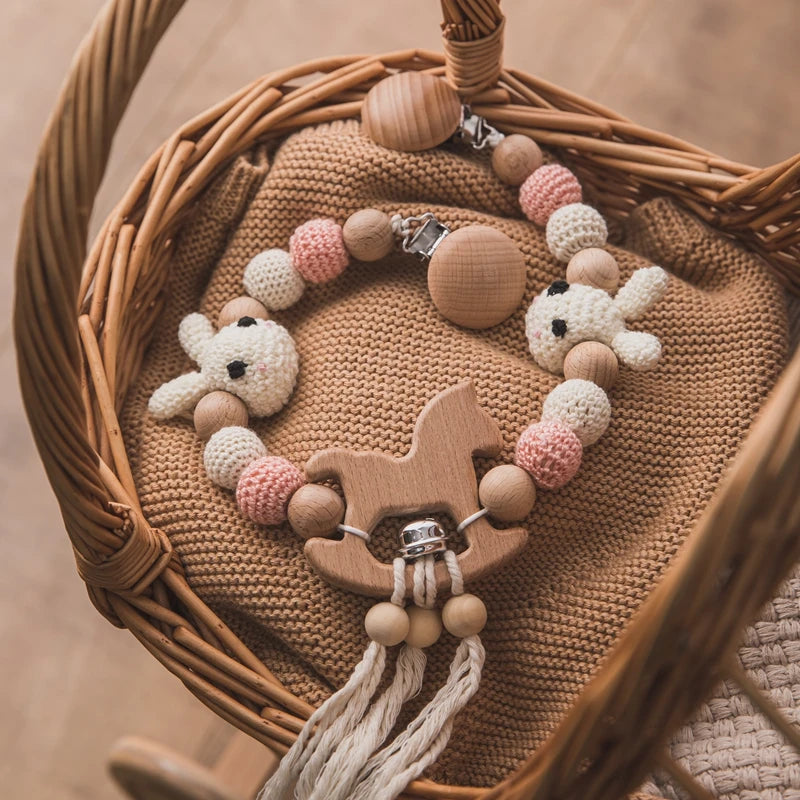 KidzzCamp Kinderwagenkette - Set mit Greifring & Schnullerkette