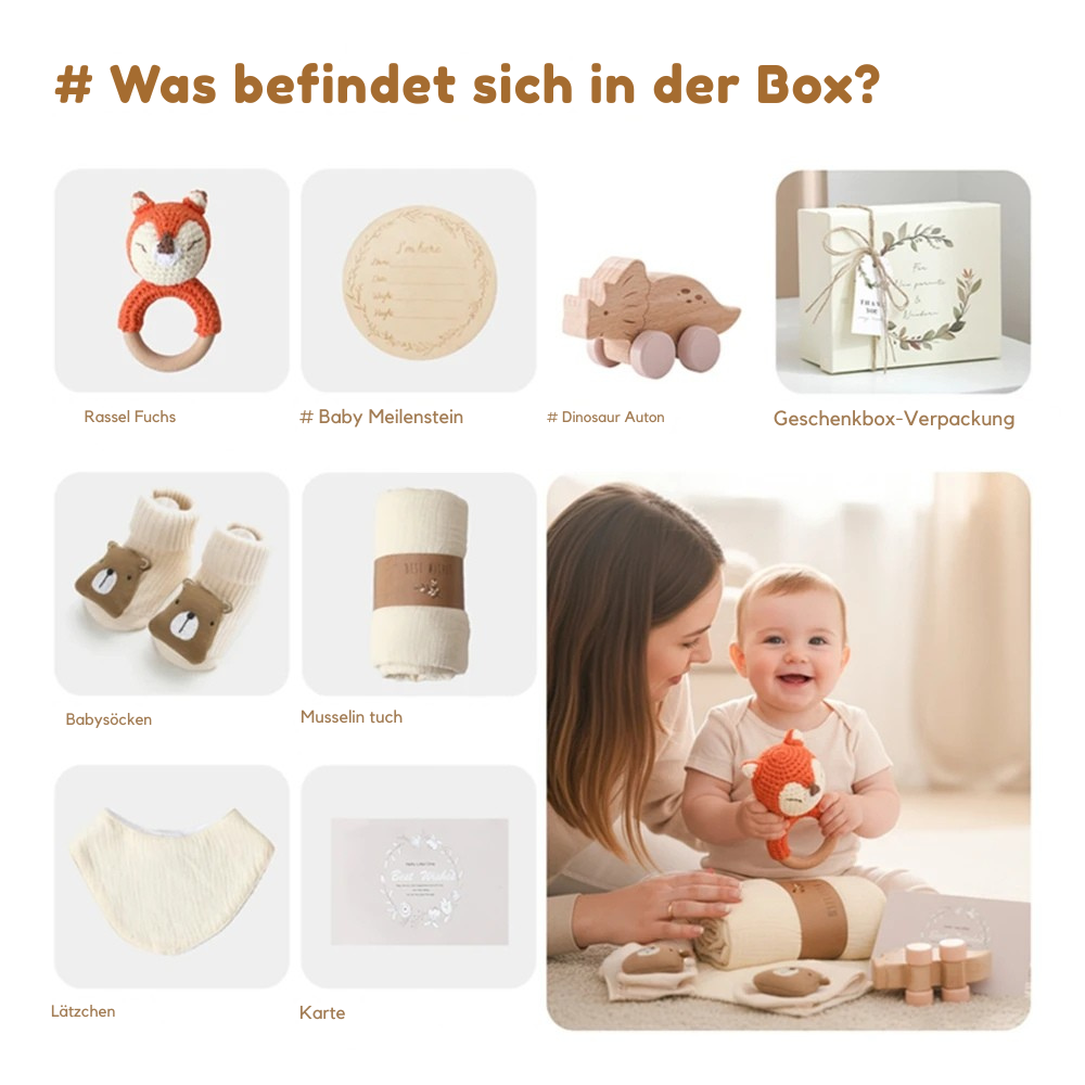 KidzzCamp Baby-Geschenkbox 7-teilig in Erinnerungsbox