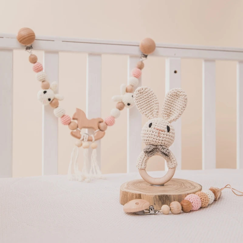 KidzzCamp Kinderwagenkette - Set mit Greifring & Schnullerkette