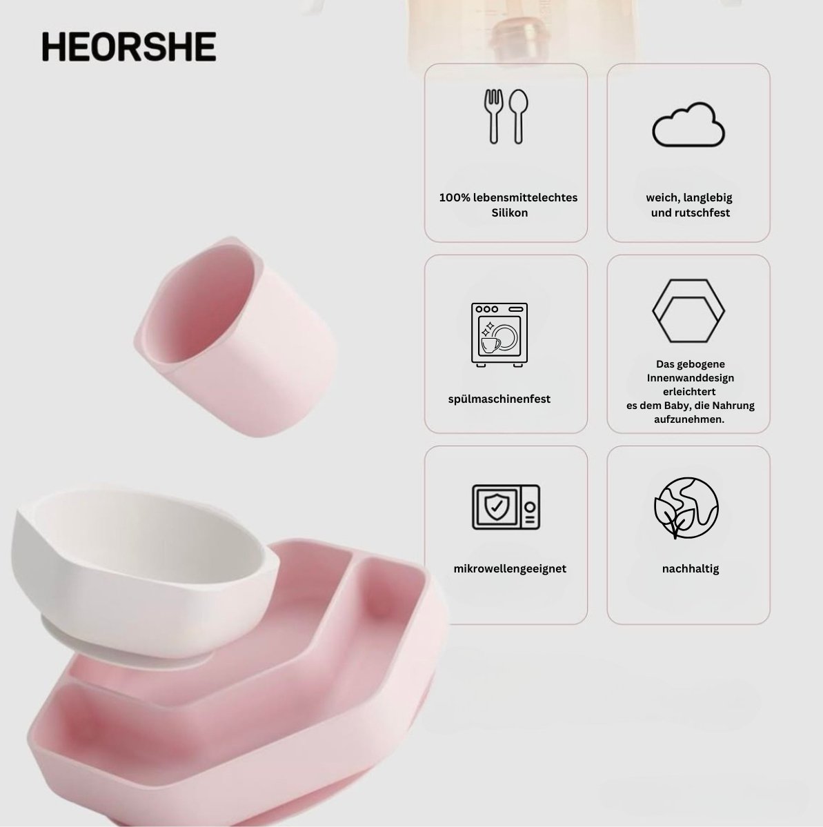 Esslerngeschirr Set (Grau)