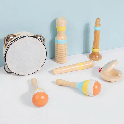 6-teiliges Holz-Musikinstrumente-Set