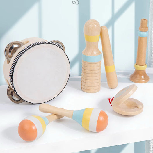 6-teiliges Holz-Musikinstrumente-Set
