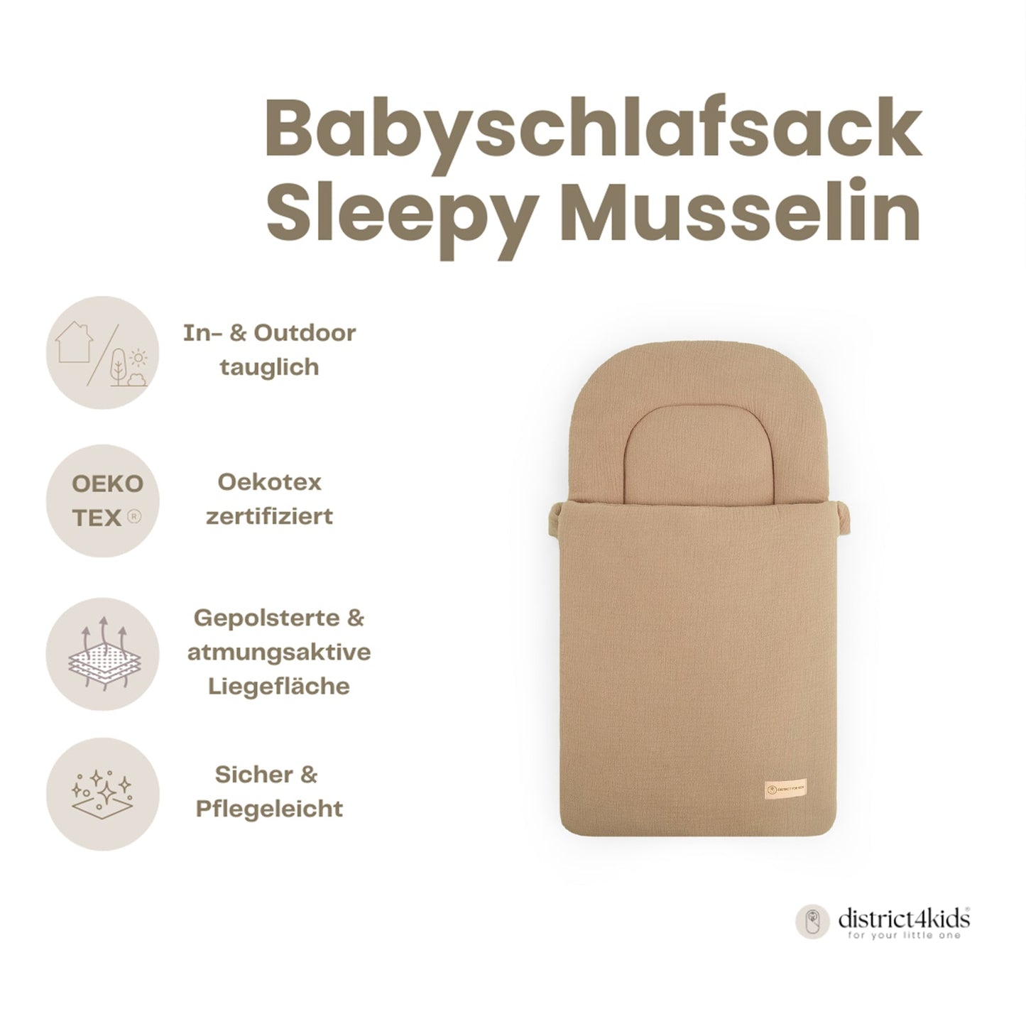 Babyschlafsack Sleepy Musselin – Atmungsaktiver Ganzjahresschlafsack