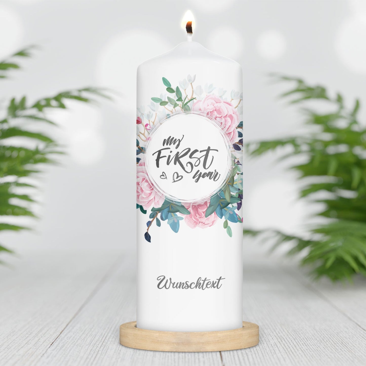Große Kerze "My first Year" mit Wunschtext zum ersten Geburtstag
