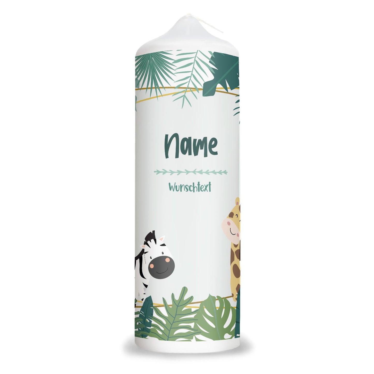 Große Kerze "Dschungel" mit Name & Wunschtext für Kinder