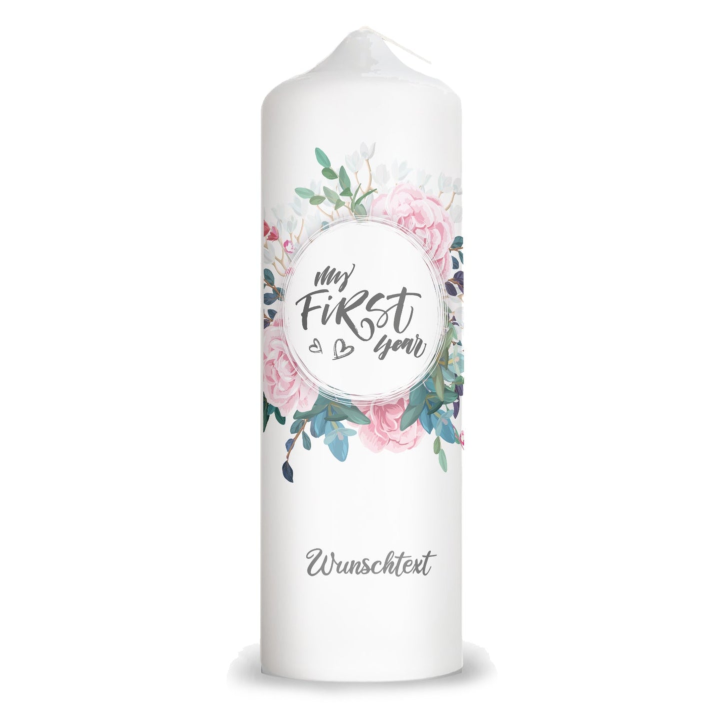 Große Kerze "My first Year" mit Wunschtext zum ersten Geburtstag