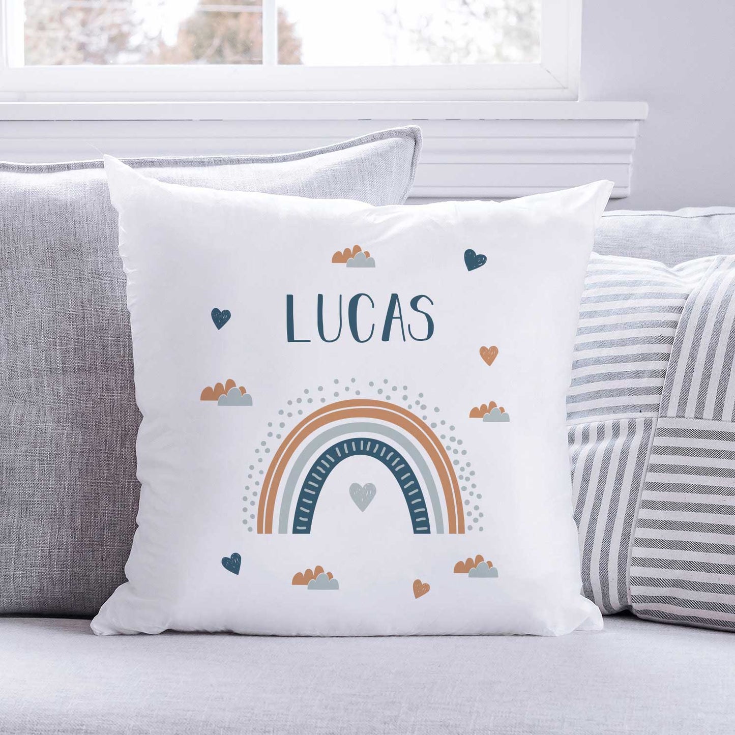 Bedrucktes Kissen mit Motiv "Regenbogen"