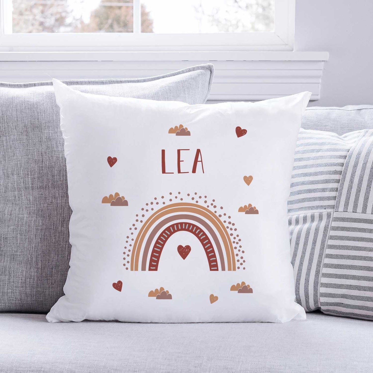 Bedrucktes Kissen mit Motiv "Regenbogen"